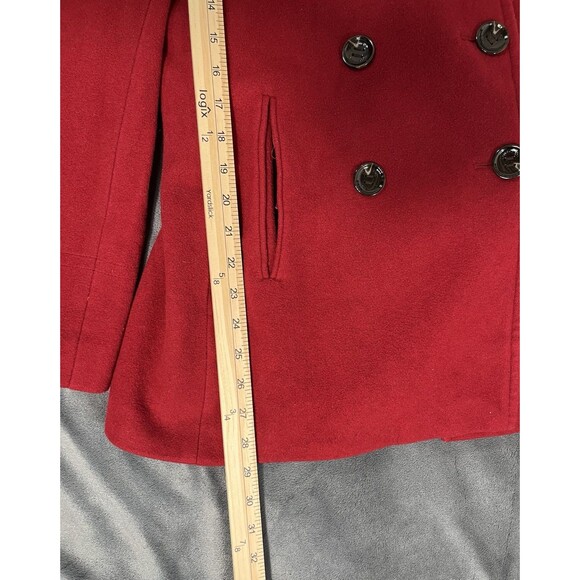 Calvin Klein Womens Red Double Breasted Wool Blend Coat Size 10 Peacoat Jacket - Picture 5 of 13